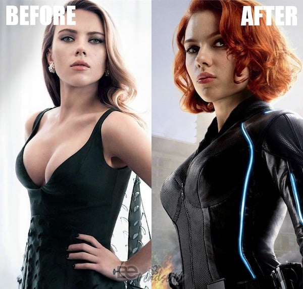 scarlett johansson before and after breast implants
